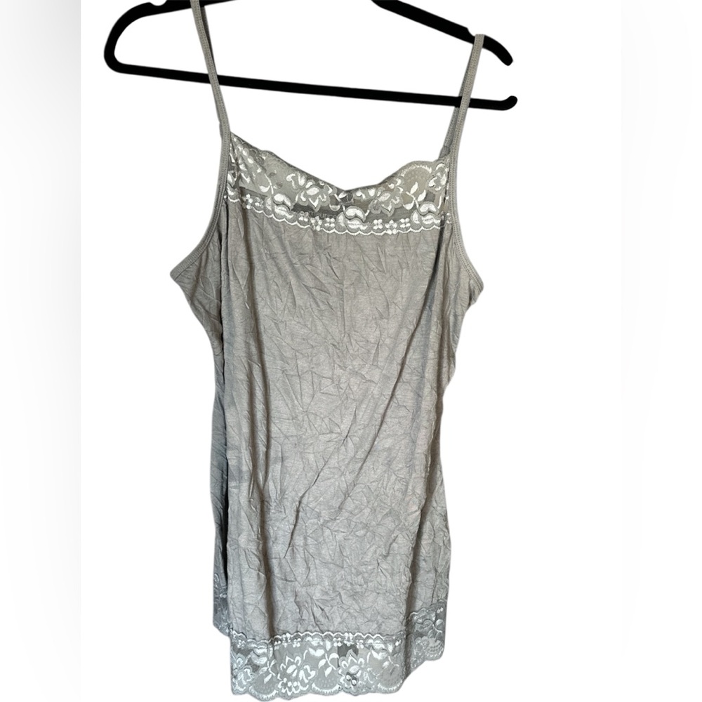 MAURICES - Gray Lace Trim Spaghetti Tank